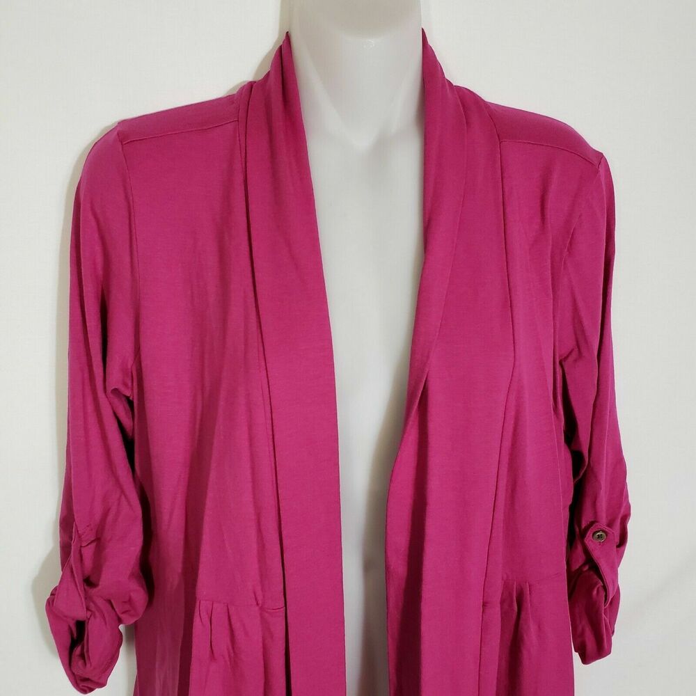 L.L. Bean Womens Small Petite Open Front Cardigan Pink 48% Supima Cotton Spandex - Picture 3 of 11